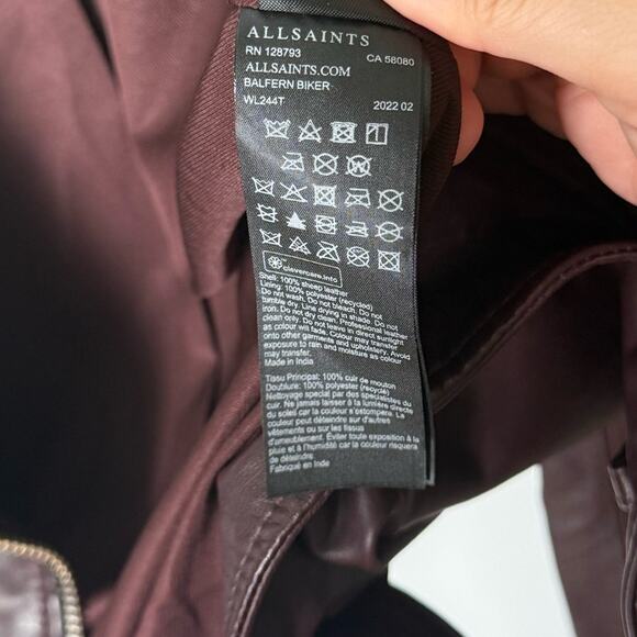 All saints Balfern Leather Jacket Deep Berry 2 - Picture 10 of 11